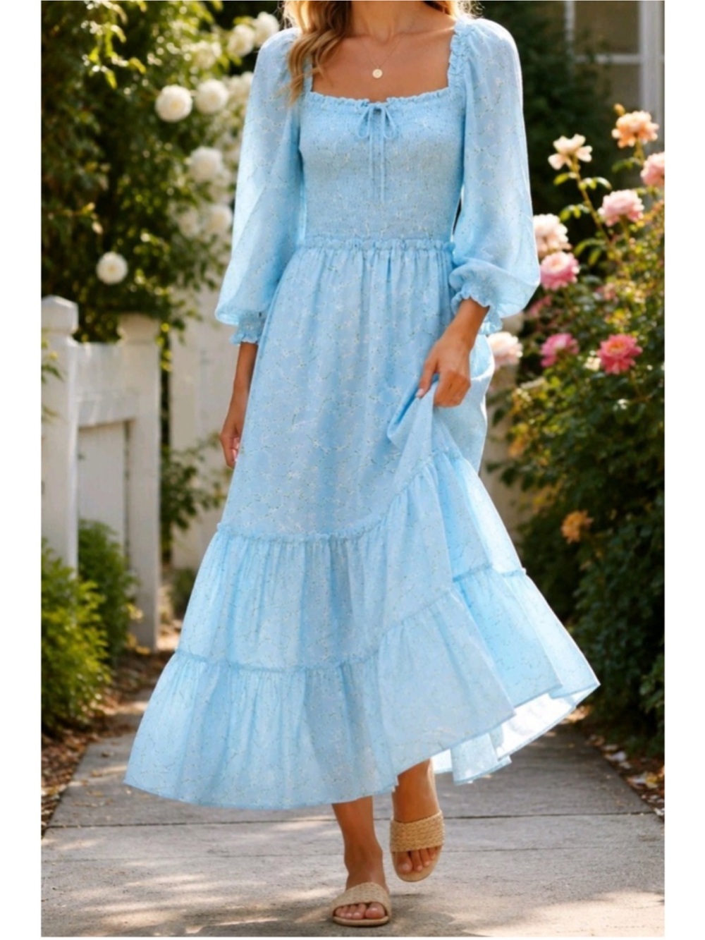 NWOT Vineyard Vines Smocked Midi Dress in Beachcomber Blue, XS